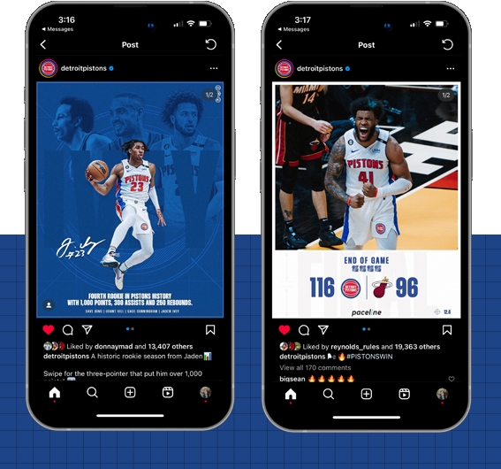 Detroit Pistons 2022-2023 Season Campaign social graphics featuring Jaden Ivey and Saddiq Bey by Jack Elwarner ShrimpDesigns and Creative Director Justin Winget